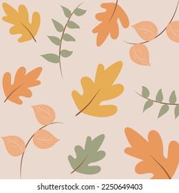 Seamless Autumn Pattern Background, Autumn Floral Vector Flower, Hand Drawn Decorative Element, Seamless Backgrounds and Wallpapers for Fabric, Packaging, Decorative Print, Textile