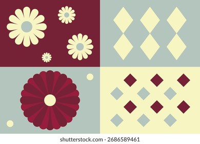 Fondo de patrón de otoño sin fisuras: Formas florales y geométricas en tonos terrosos. Ideal para envolver papeles, fondo y Fondo de pantalla