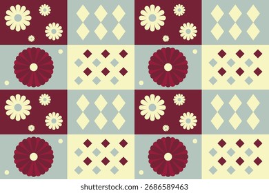 Fondo de patrón de otoño sin fisuras: Formas florales y geométricas en tonos terrosos. Ideal para envolver papeles, fondo y Fondo de pantalla