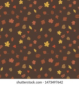 Seamless autumn pattern. Background in small leaves set textiles, fabrics, cotton fabric, covers, wallpaper, print, gift wrapping, postcard, scrapbooking.