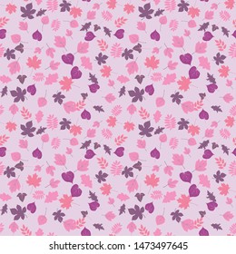 Seamless autumn pattern. Background in small leaves set textiles, fabrics, cotton fabric, covers, wallpaper, print, gift wrapping, postcard, scrapbooking.