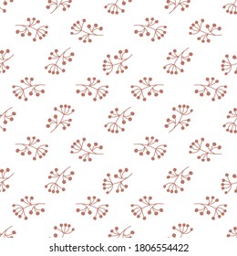 Seamless autumn pattern with berries . Fall botanical background. Elegant vector floral pattern for fabric.