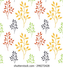 Seamless autumn pattern with branches and leaves, good for wallpaper, web page background, greeting card, fabric print