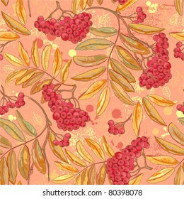 Seamless autumn pattern with branches rowan
