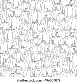 Seamless autumn pattern. Pattern for coloring book. Coloring for adult and children. Vector illustration.