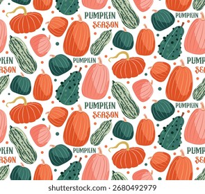 Seamless Autumn Pattern – Cozy Fall Leaves and Pumpkins Vector Background
