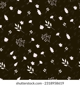 Patrón de otoño sin foco. Un minimalismo oscuro, hojas claras. Para los textiles y la decoración