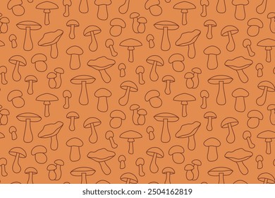 seamless autumn pattern with different mushrooms - vector illustration