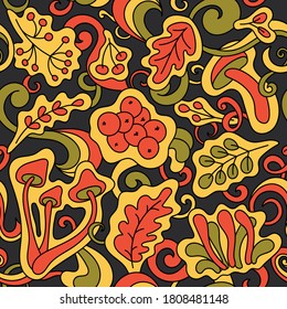 Patrón de otoño sin foco. Dibujo manual Dibujo vectorial para tela, fondo y otros