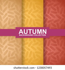 seamless autumn pattern with fall grass icons in flat style design. silhouette and border sketch objects. set colorful background. cartoon texture template collection. Vector illustration