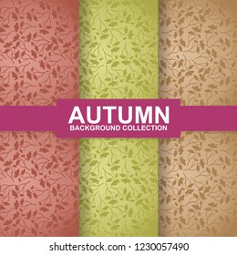 seamless autumn pattern with fall mushrooms icons in flat style design. silhouette and border sketch objects. set colorful background. cartoon texture template collection. Vector illustration
