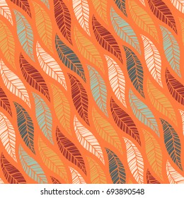 Seamless autumn pattern of falling leaves.Vector