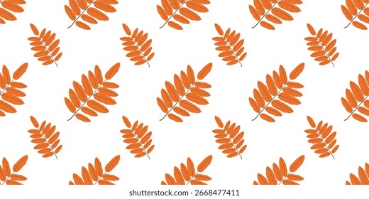 Padrão de outono sem costura com folhas vermelhas em estilo plano. Ilustração de vetor de queda para fundos digitais, impressões, banners