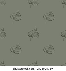 Seamless autumn pattern in the form of a solid line of hand-drawn elements of flowers, leaves, branches.