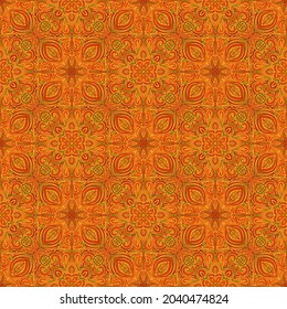Seamless autumn pattern. Green, red, yellow, brown, orange.