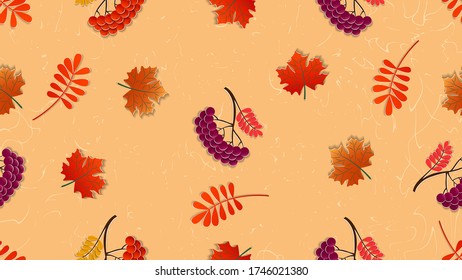 Seamless autumn pattern.  Ideal for wallpaper, gift paper, pattern fill, web page background, autumn greeting cards.