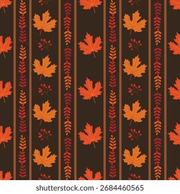 Seamless autumn pattern ideal for wrapping paper, wallpaper, and fashion prints.