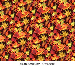 Seamless autumn pattern with leaves.