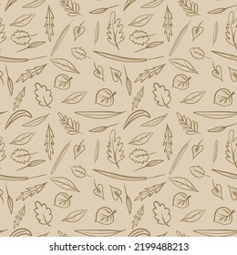 seamless autumn pattern with leaves. background, wallpaper. print for fabric, wrapping paper.yellow,brown color