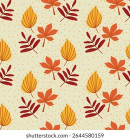 Seamless autumn pattern with leaves, botanical seamless pattern for fabric, textiles, clothing, wrapping paper, cover, banner, home decor, abstract background