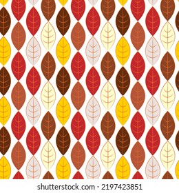Seamless Autumn pattern with leaves. Texture with warm colours for the Fall season. Autumn  foliage.  Background for seasonal textile, banners, wallpapers, Thanksgiving or Halloween decoration.