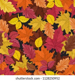 Seamless autumn pattern with leaves. Vector Colorful background for wallpaper, gift paper, greeting cards, wrapping, textile, print. 