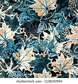 Seamless autumn pattern with leaves. Vector Colorful background for wallpaper, gift paper, greeting cards, wrapping, textile, print. 