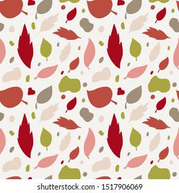 SEAMLESS AUTUMN PATTERN WITH LEAVES. VECTOR DRAWING