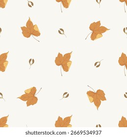 Seamless autumn pattern with leaves Vector Illustration. Cute Autumn Pattern.
