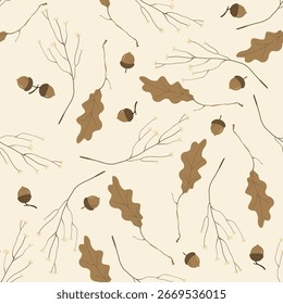 Seamless autumn pattern with leaves Vector Illustration. Cute Autumn Pattern.