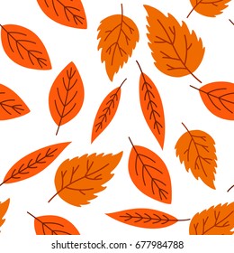 Seamless autumn pattern with leaves. Vector Colorful background for wallpaper, gift paper, greeting cards, wrapping, textile, print.