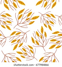 Seamless autumn pattern with leaves. Vector Colorful background for wallpaper, gift paper, greeting cards, wrapping, textile, print.