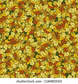 Seamless autumn pattern from maple leaves.