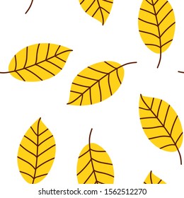 Seamless autumn pattern memphis leaf abstract motif for New year, Christmas holiday, background, wrapping paper, fabric, surface design, print and web. Vector illustration