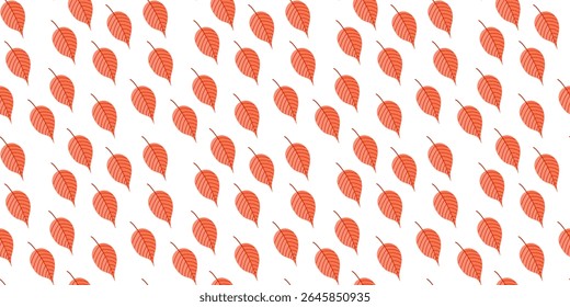 Seamless Autumn Pattern with Orange Leaves on White Background