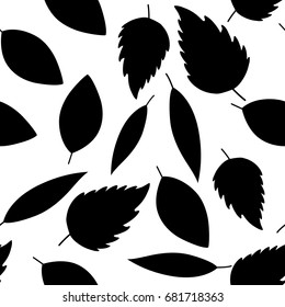 Seamless autumn pattern silhouette with leaves. Vector Colorful background for wallpaper, gift paper, greeting cards, wrapping, textile, print.