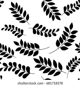 Seamless autumn pattern silhouette with leaves. Vector Colorful background for wallpaper, gift paper, greeting cards, wrapping, textile, print.
