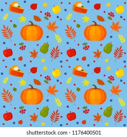 Seamless autumn pattern for Thanksgiving. flat vector illustration