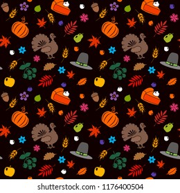Seamless autumn pattern for Thanksgiving. flat vector illustration