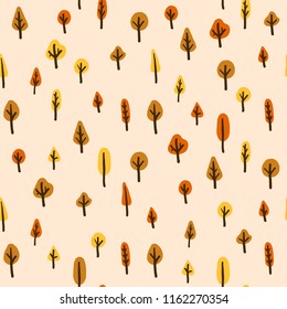Seamless autumn pattern with trees. Great for wallpaper, gift paper, autumn greeting cards.
