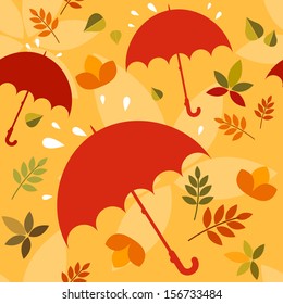 Seamless autumn pattern with umbrellas