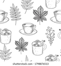 Seamless Autumn pattern. Wallpaper, background beautiful, cute, trendy bright print