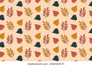 seamless autumn pattern of yellow, green and orange leaves, bright vector illustration
