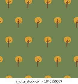 Patrón de otoño sin foco con árboles amarillos. Ilustración vectorial
 
