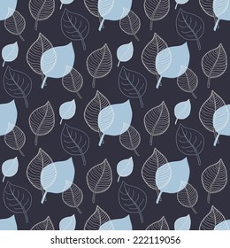 Seamless Autumn pattern:abstract blue leaf,leaf fall,defoliation,autumn leaves ,falling leaves