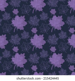 Seamless Autumn pattern:abstract purple  leaf,leaf fall,defoliation,autumn leaves,falling leaves