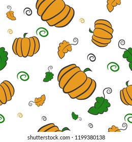 Seamless autumn pumpkin nature pattern vector design