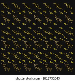 Seamless Autumn twig pattern with dark background. Seamless pattern with autumn twig color