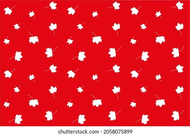Seamless autumn vector background from white silhouette maple leaves on red. Design element