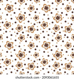 seamless autumn vector pattern of ornate flowers and dots flower pattern can be used for textile.